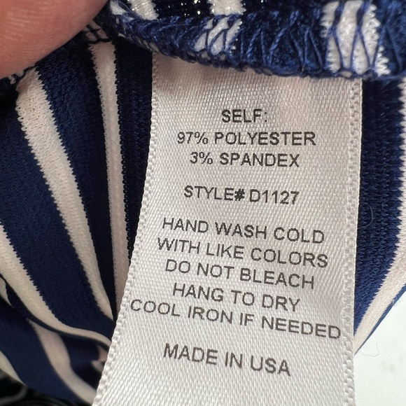 Altar’d State M navy white striped flare sleeve fit and flare flirty girly party - Picture 6 of 8